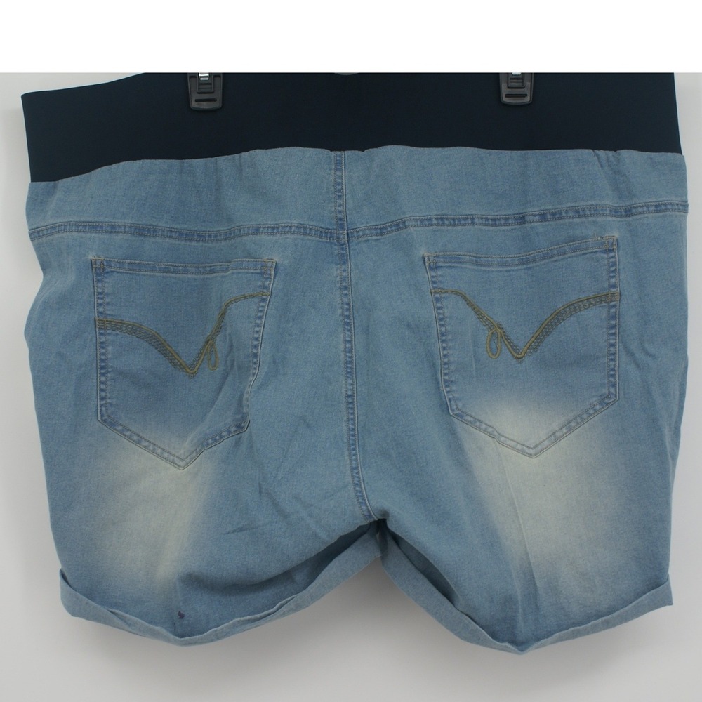Sass & Sassy Maternity Denim Shorts Light Wash Blue Belly Panel Plus Size 3X NWT - Picture 2 of 13